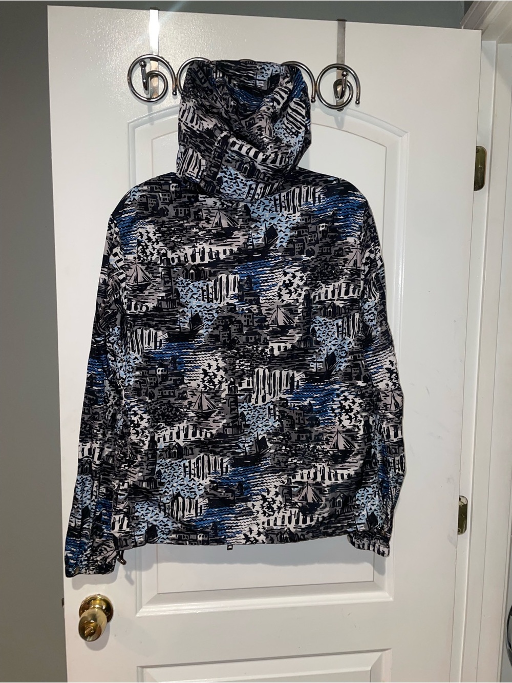 New! Burberry Boat Harbor Print Nylon Hooded Jacket Rare Novelty Unisex🌊⚓️ Large - Picture 8 of 13